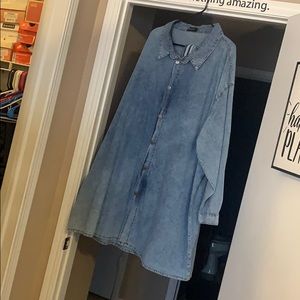 Plus Size Denim Button Up Dress